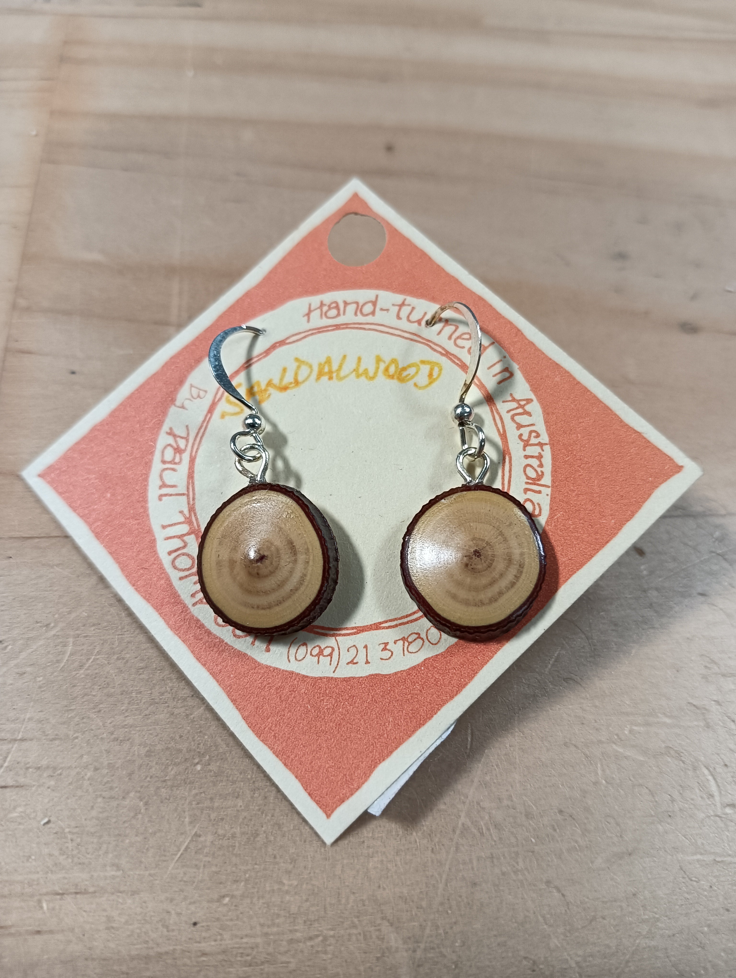 Small Hand Turned Wood Earrings