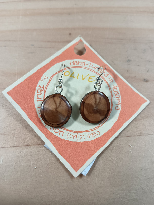 Small Hand Turned Wood Earrings