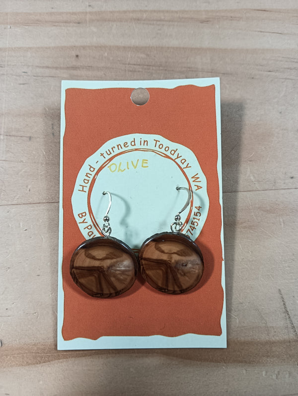 Medium Hand Turned Wood Earrings