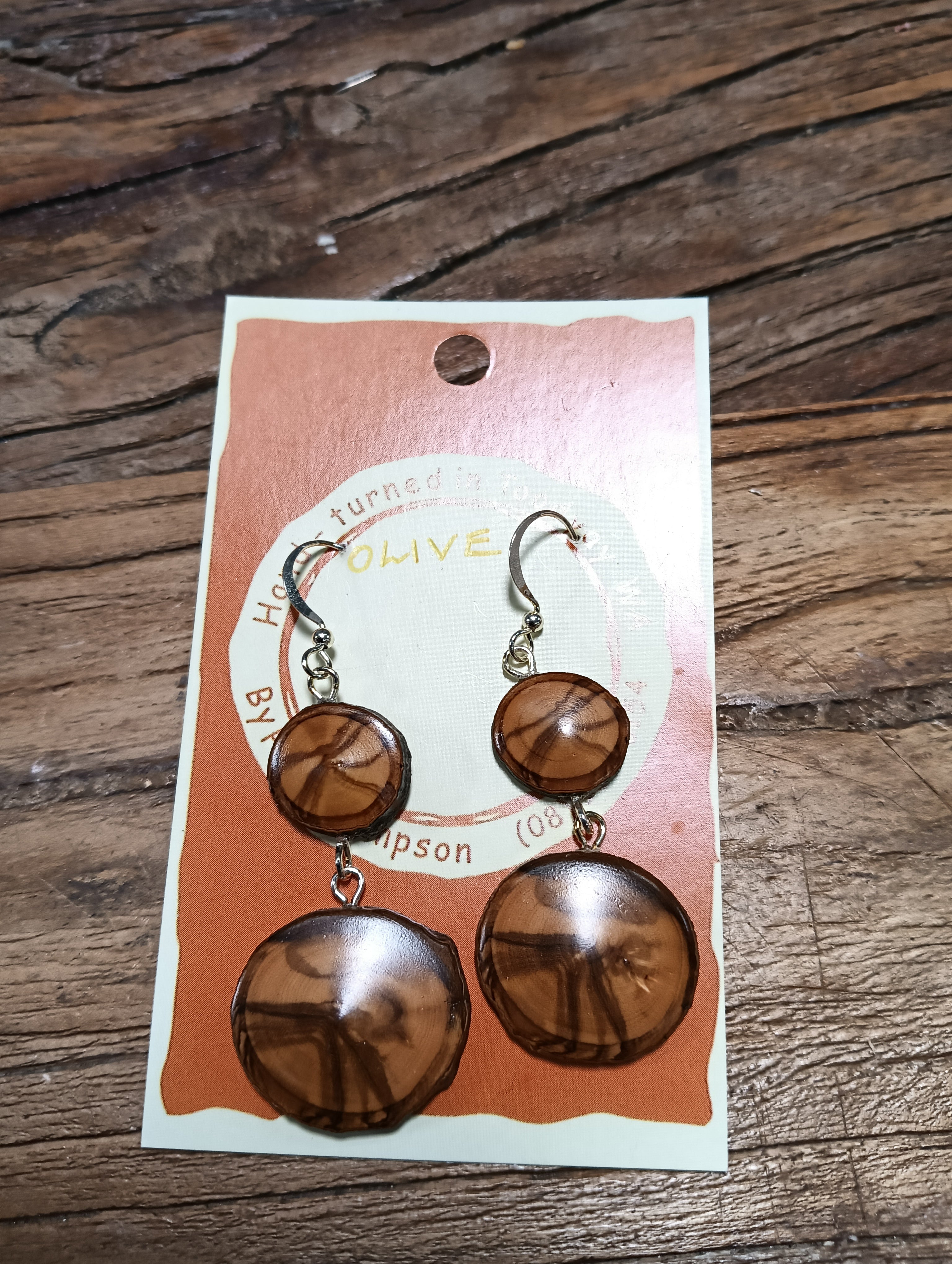 Double Hand Turned Wood Earrings