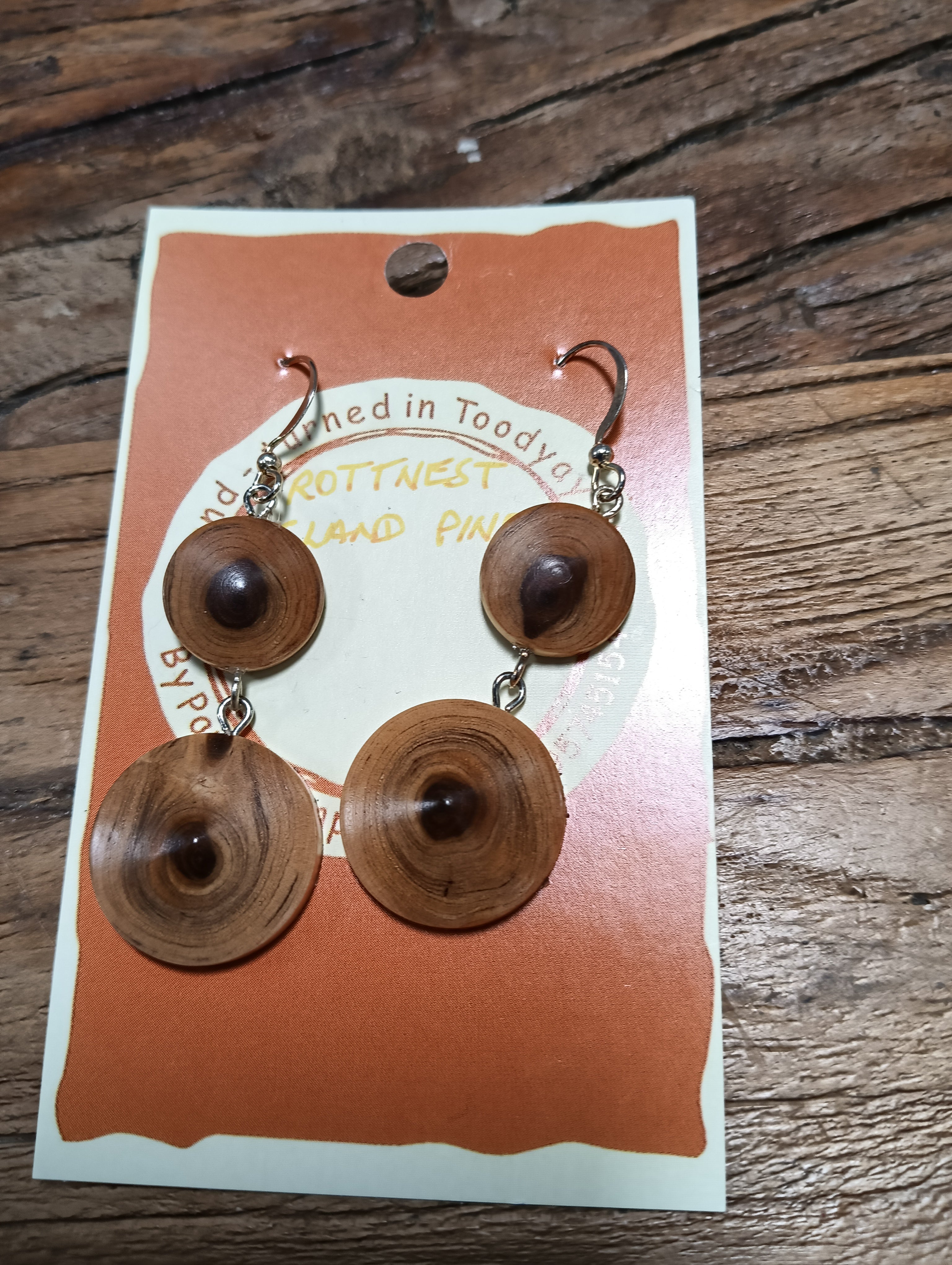 Double Hand Turned Wood Earrings