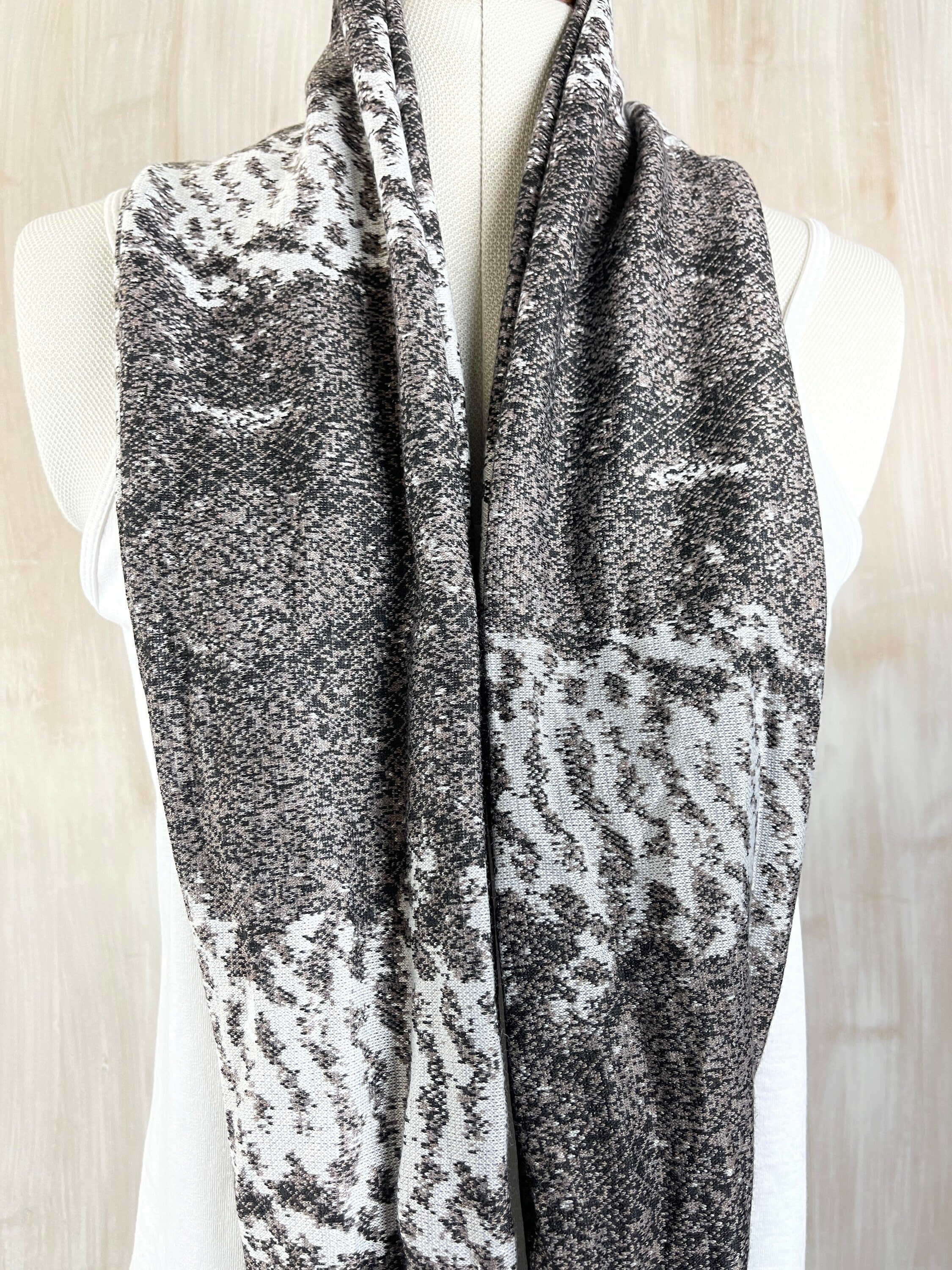 Liberty of London infinity Loop Jersey Scarf in Bev in Cream, Brown and Black