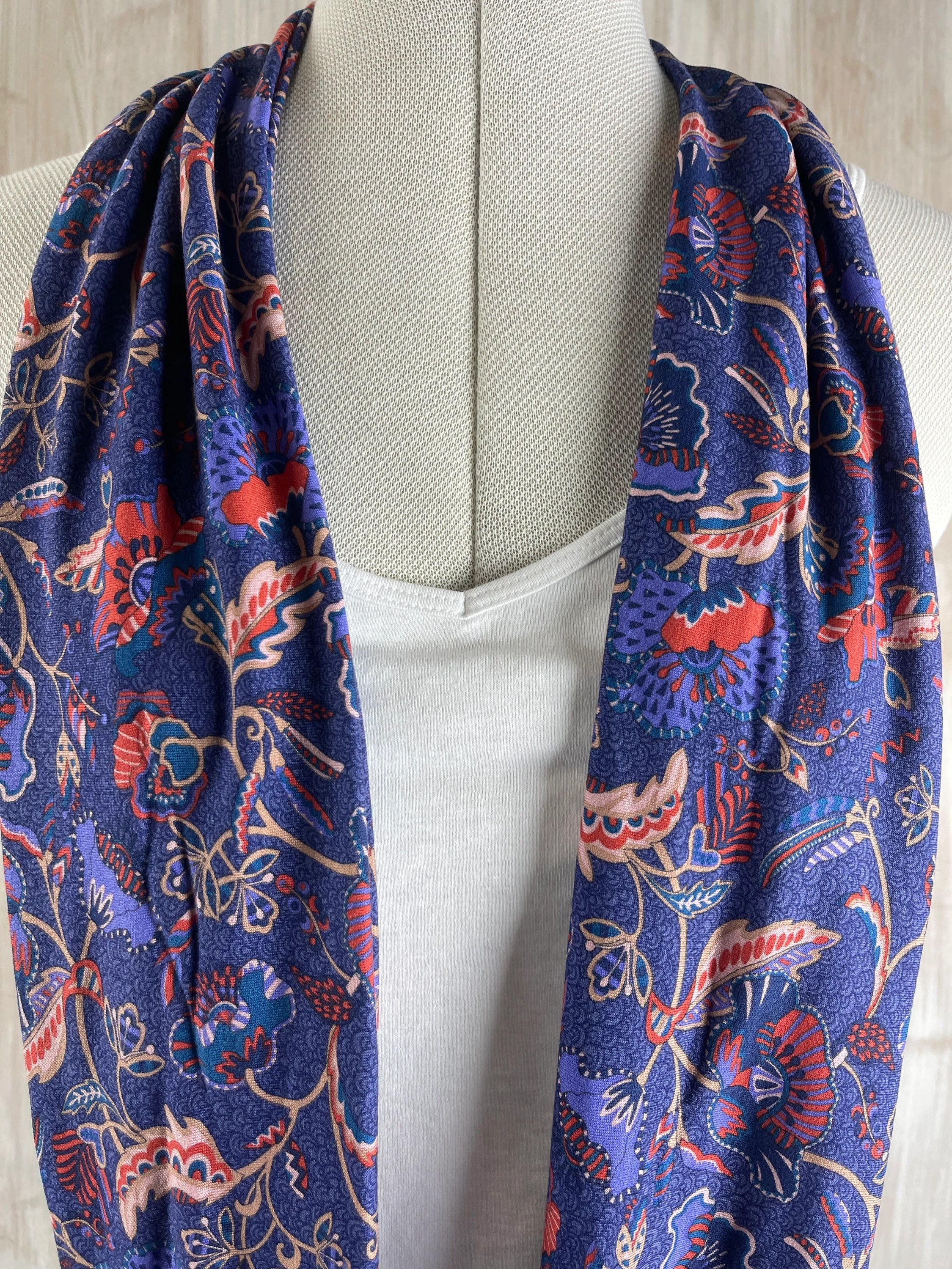 Liberty of London infinity loop Jersey Scarf in Poppyseed Dreams