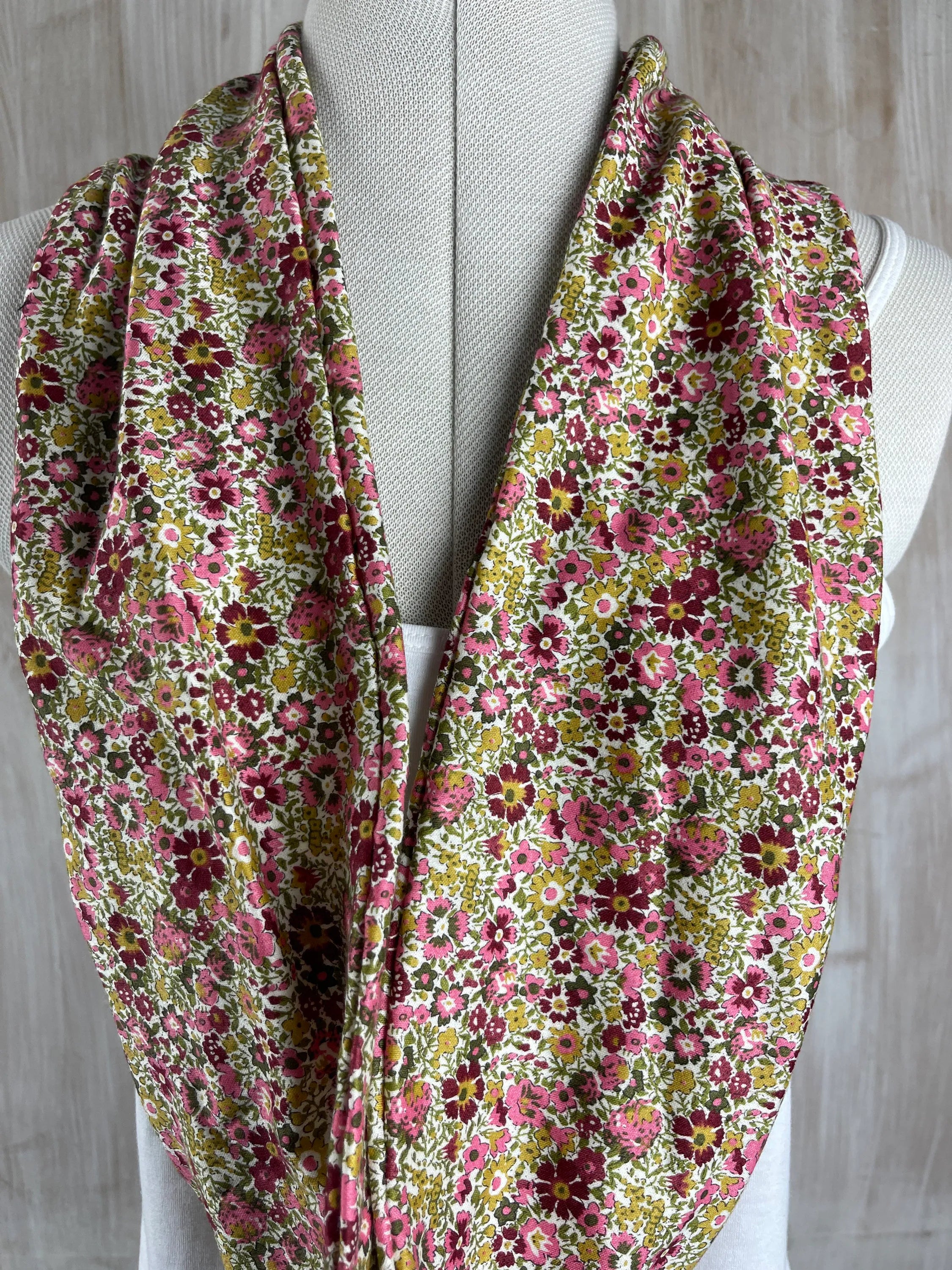 Liberty of London Jersey Infinity Scarf in Pink & Green