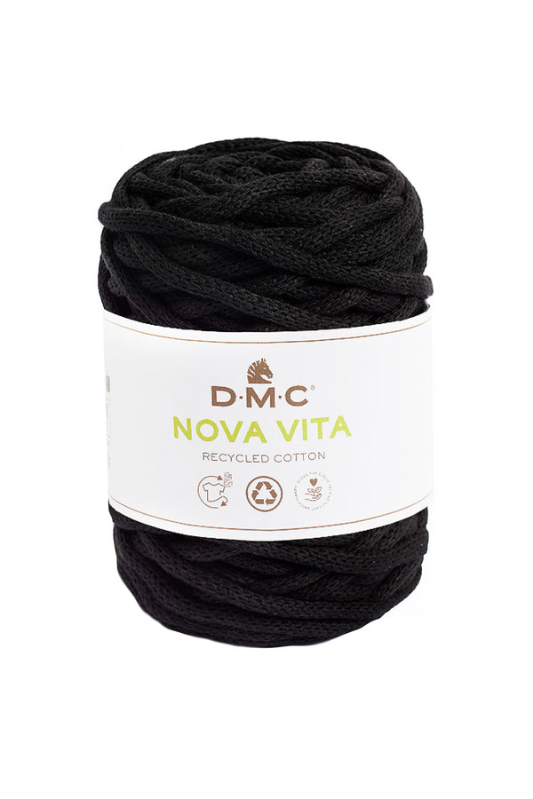 Black recycled cotton tubular 4mm DMC Nova Vita Yarn