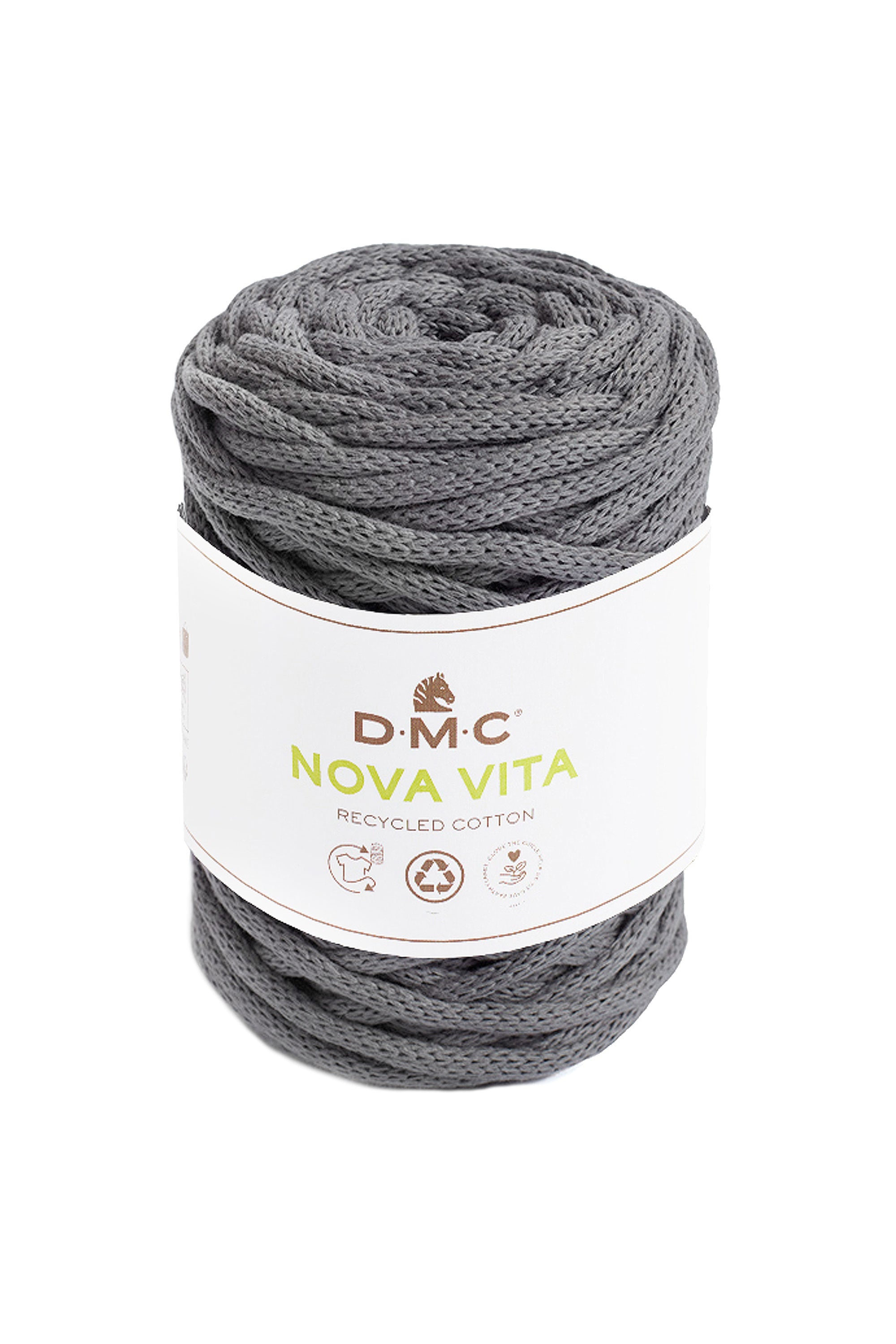 Dark Grey recycled cotton tubular 4mm DMC Nova Vita Yarn