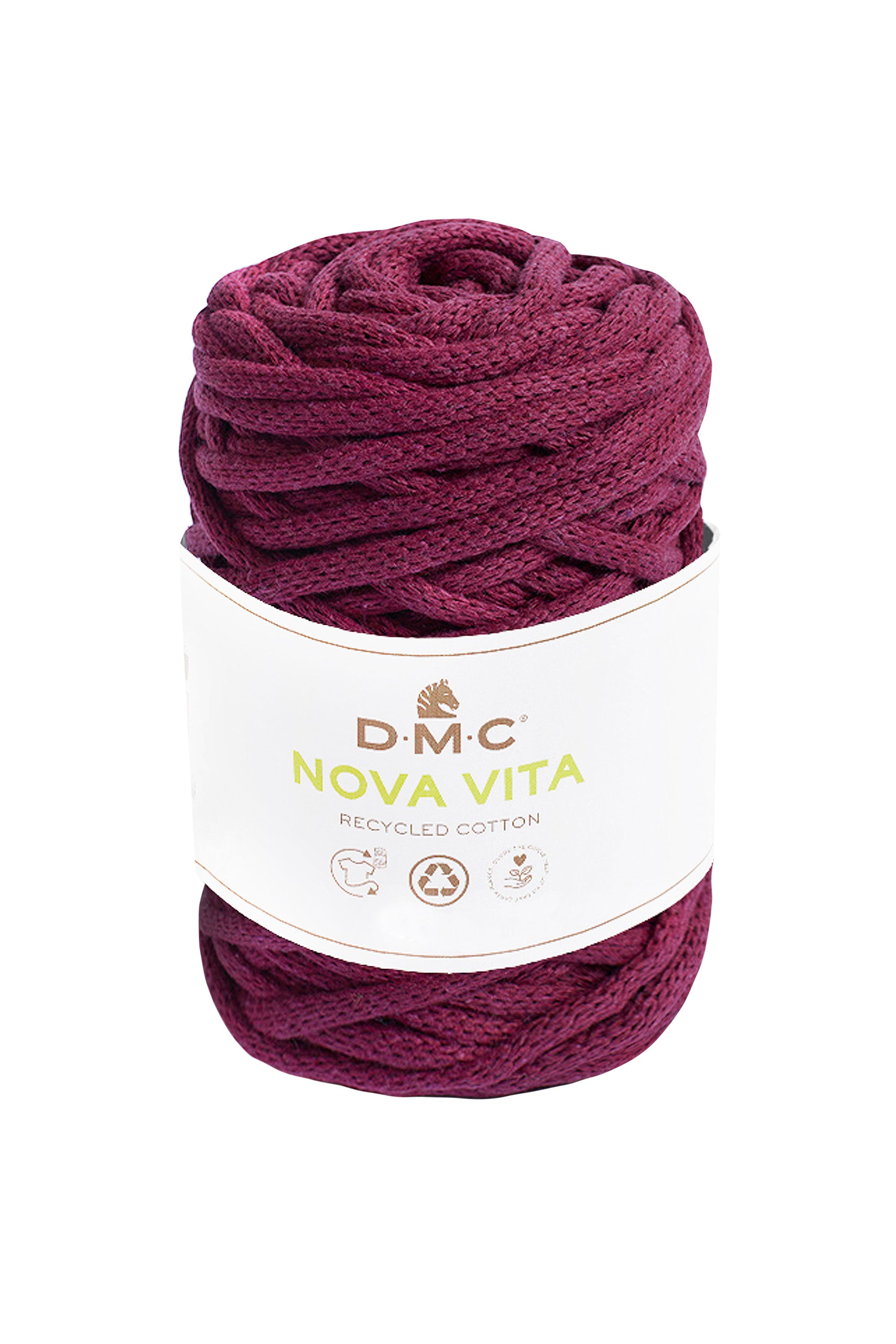 Burgundy recycled cotton tubular 4mm DMC Nova Vita Yarn