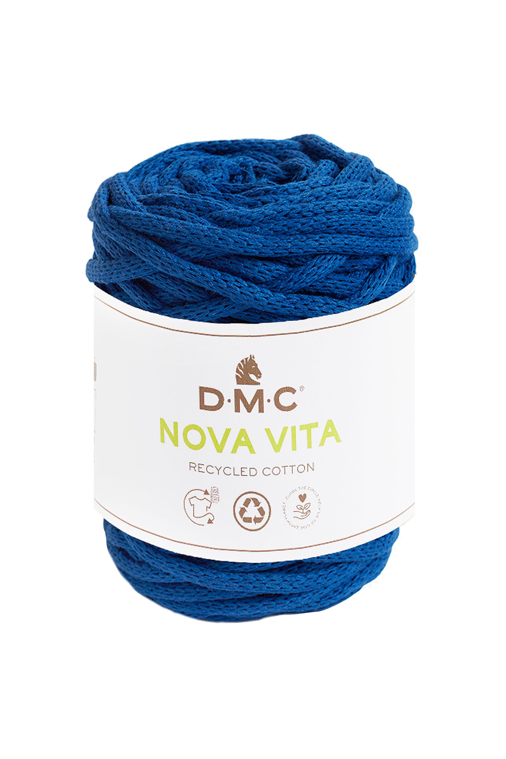 Royal blue recycled cotton tubular 4mm DMC Nova Vita Yarn