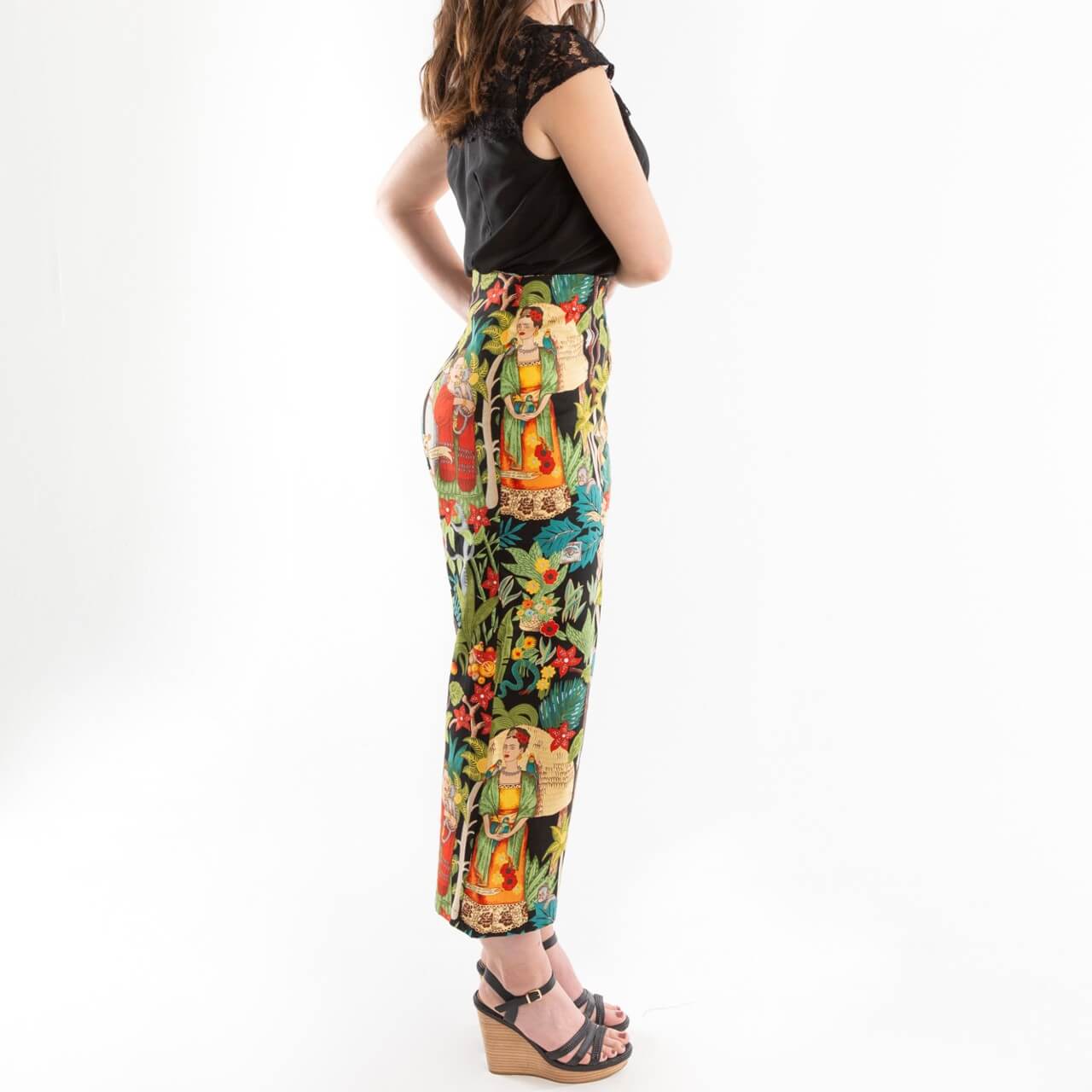 Handmade Frida Kahlo Print Pants