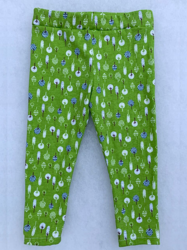 Girls Handmade Green Trees Leggings